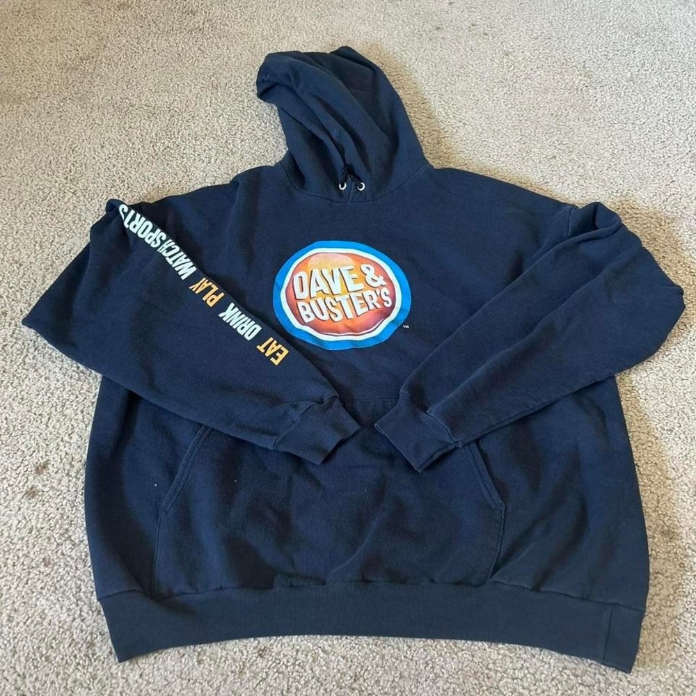 Oversized vintage black Dave &‎ Busters hoodie